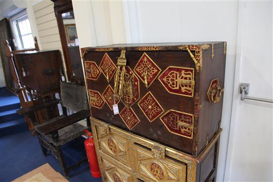 A 17th century Spanish walnut vargueno, W.3ft 9in. H.4ft 10.5in.